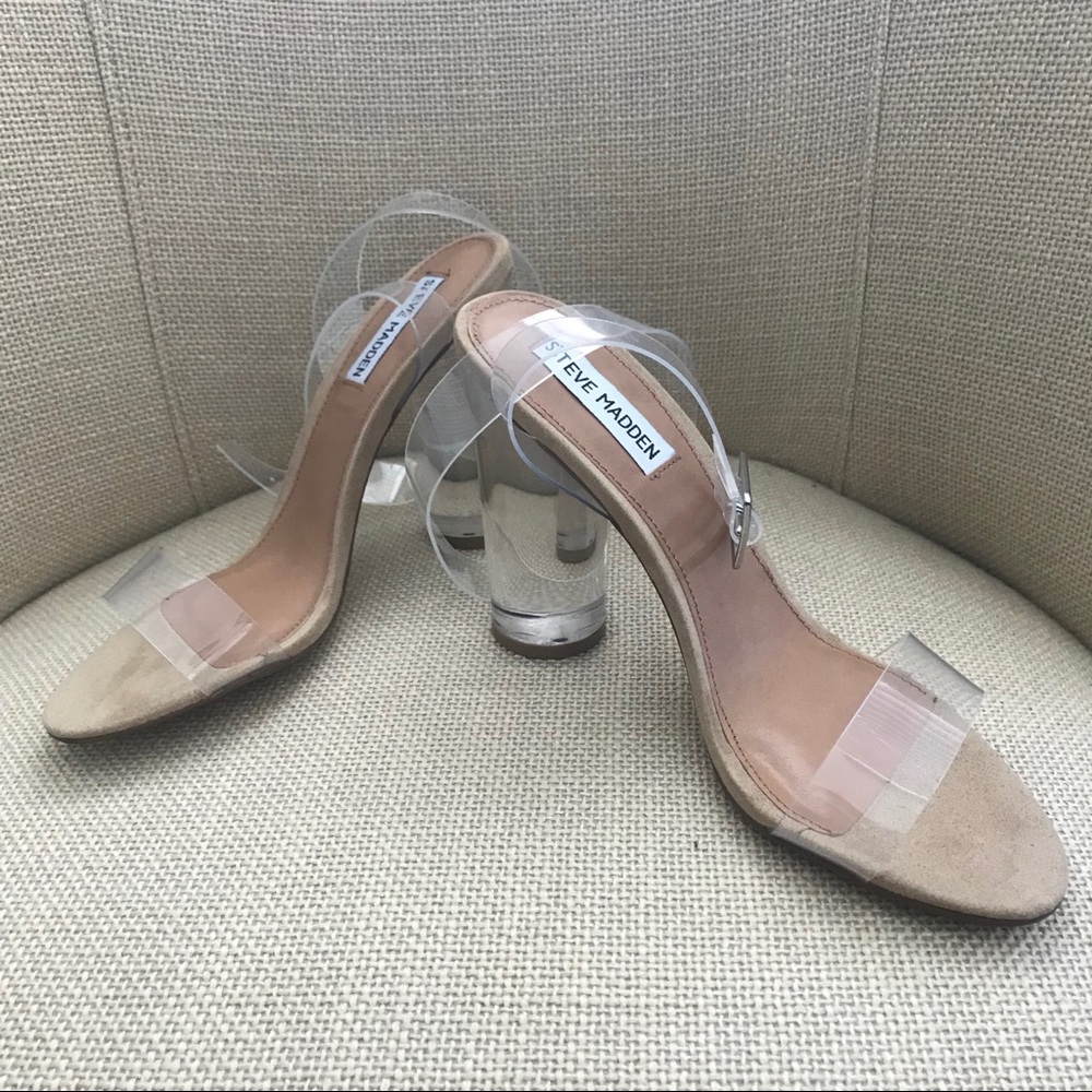 Steve Madden Clear Sandal Heels 8.5